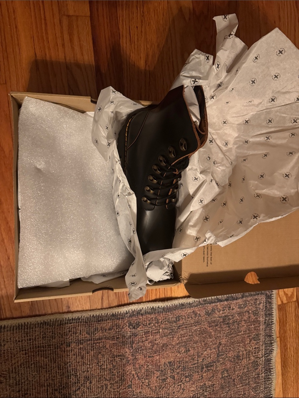 Dr. Martens Black Lace-Up Platform Combat Boot with Bronze Hardware - Picture 5 of 5